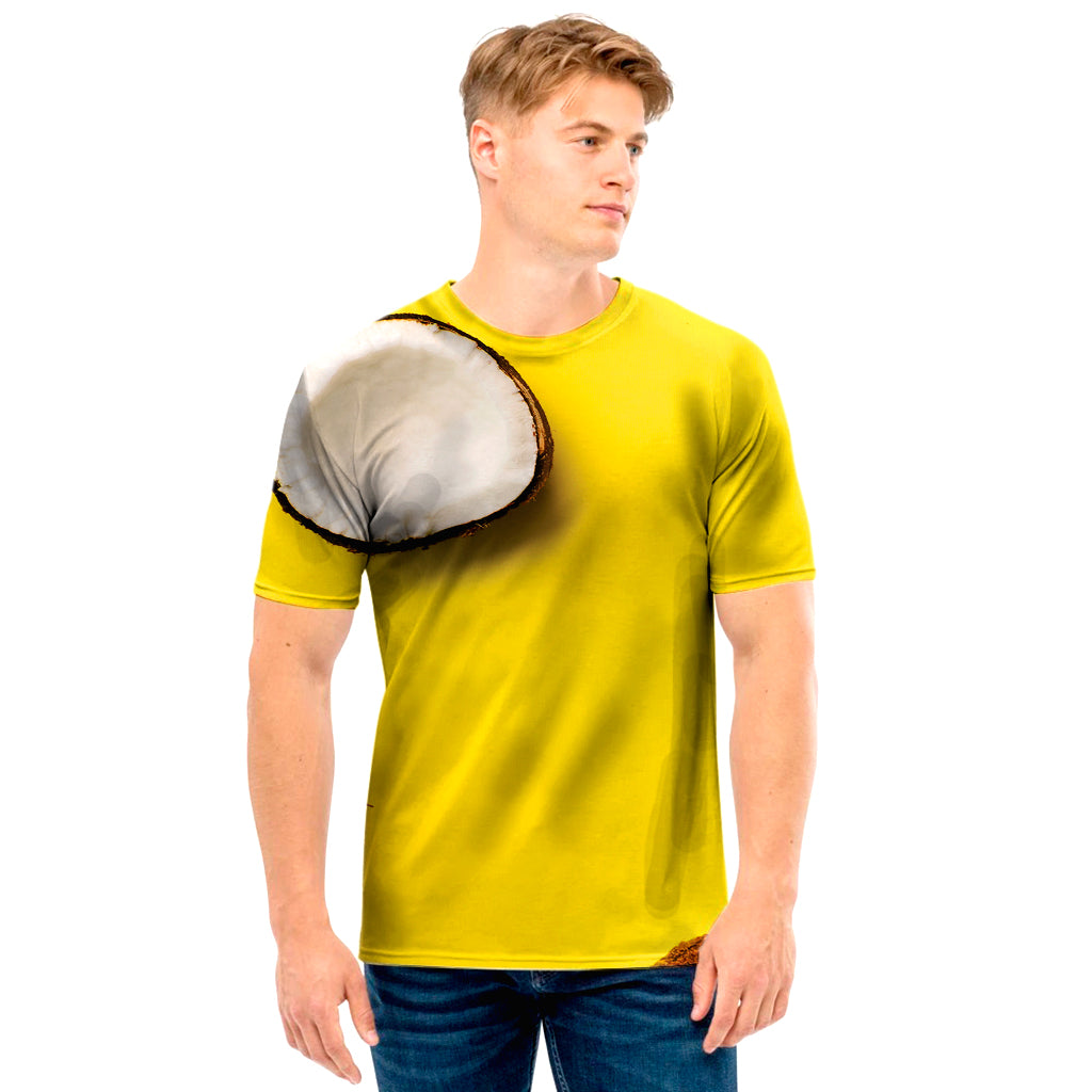 Yellow Coconut Pattern Print Men's T-Shirt