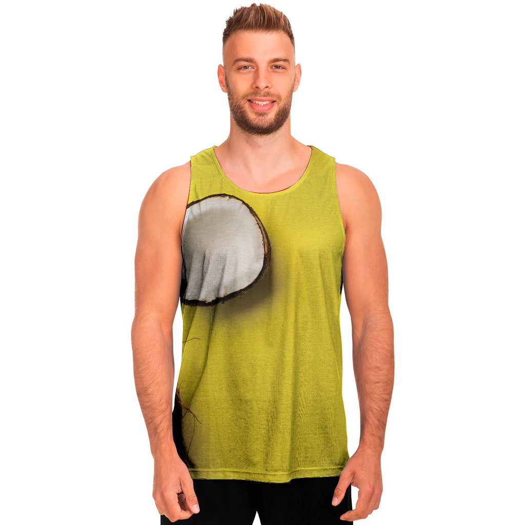 Yellow Coconut Pattern Print Men's Tank Top