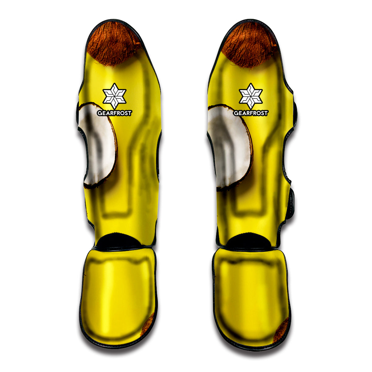 Yellow Coconut Pattern Print Muay Thai Shin Guards