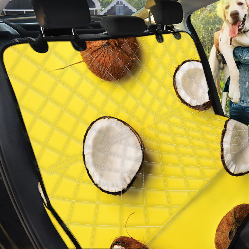Yellow Coconut Pattern Print Pet Car Back Seat Cover