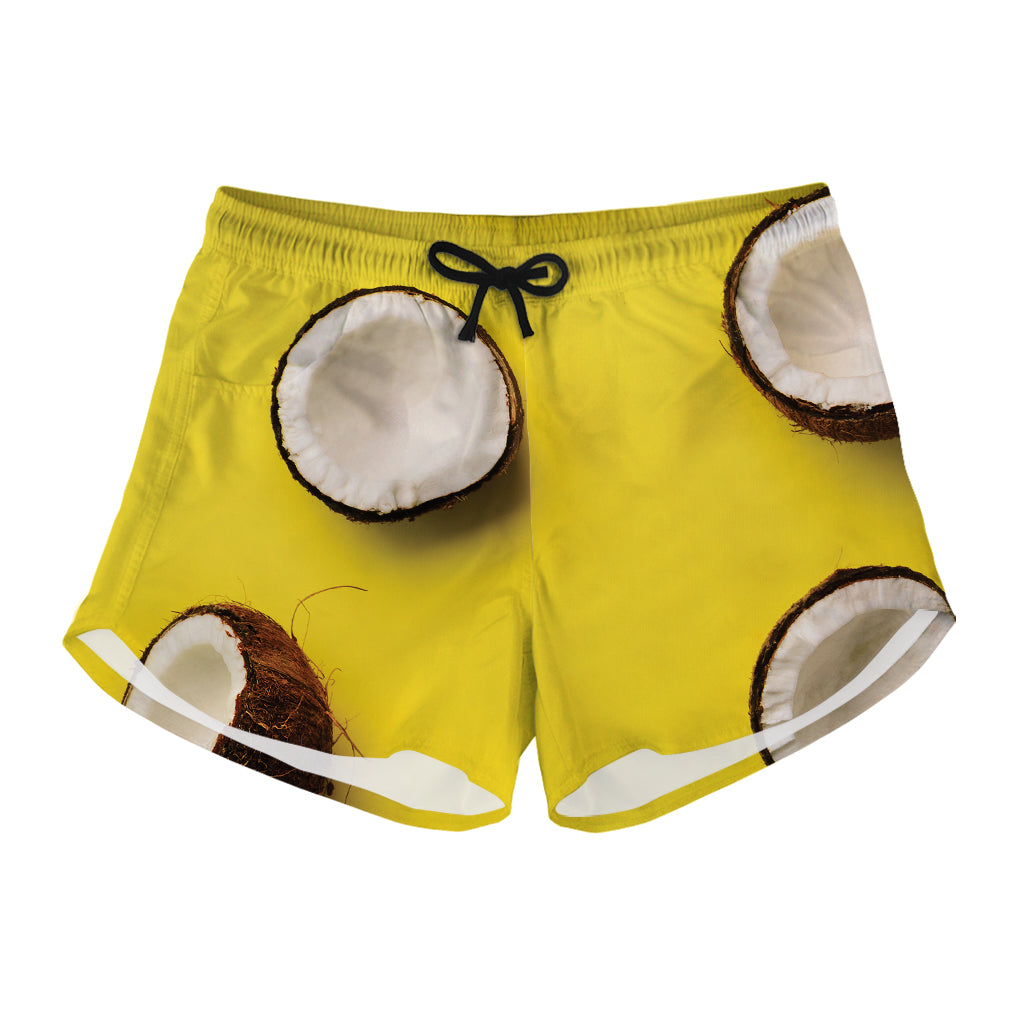 Yellow Coconut Pattern Print Women's Shorts