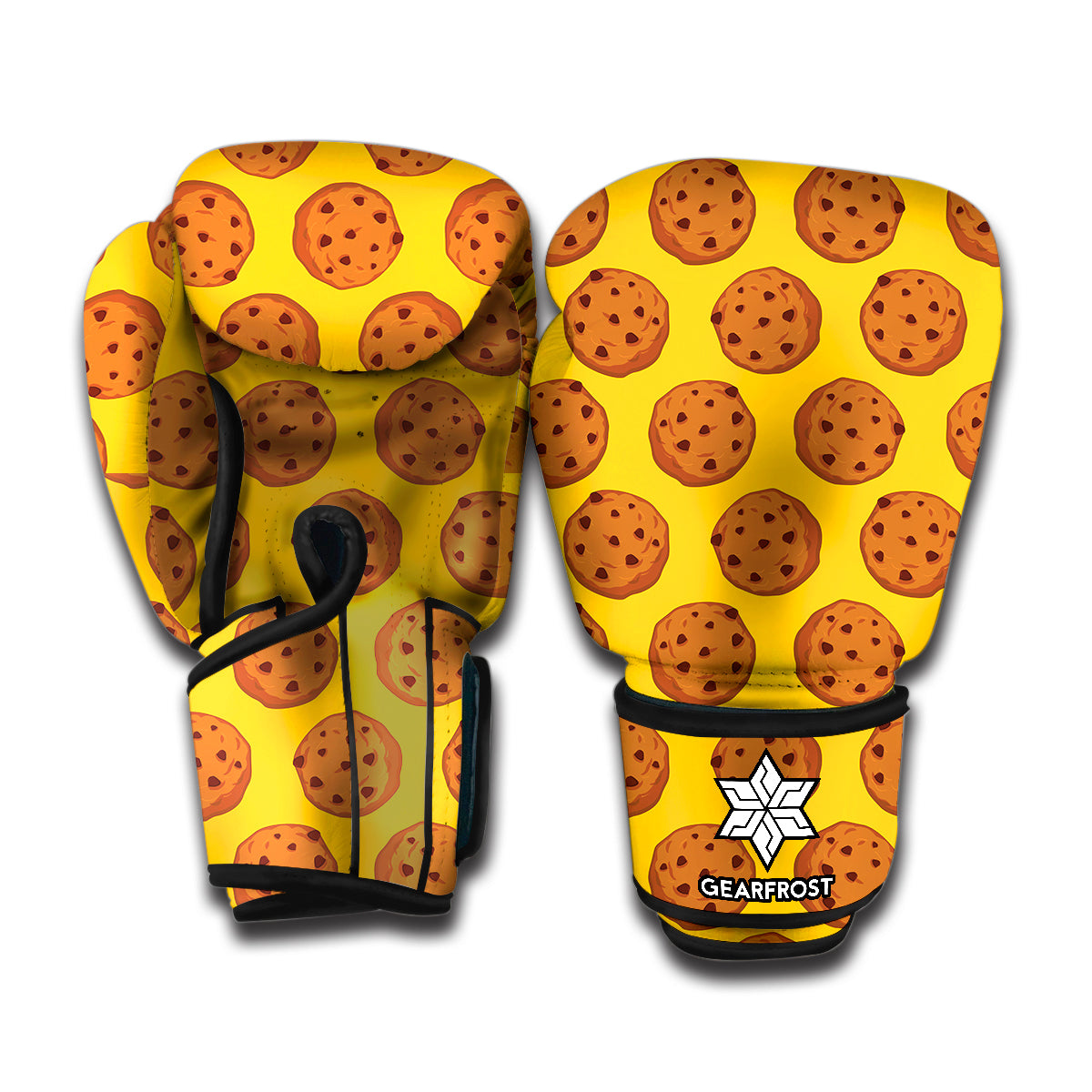 Yellow Cookie Pattern Print Boxing Gloves