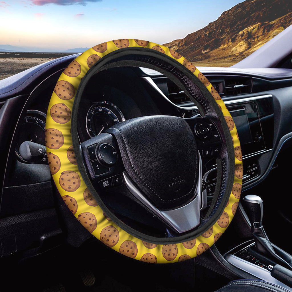Yellow Cookie Pattern Print Car Steering Wheel Cover