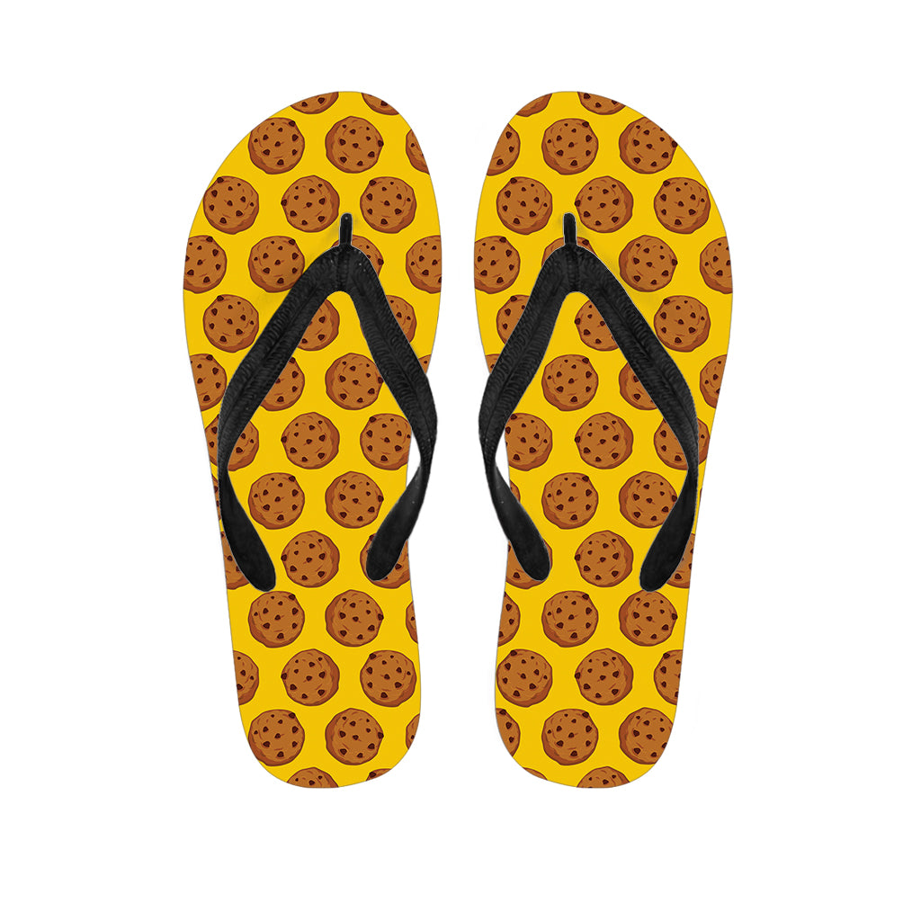 Yellow Cookie Pattern Print Flip Flops