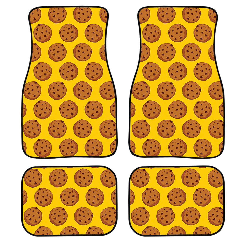 Yellow Cookie Pattern Print Front and Back Car Floor Mats