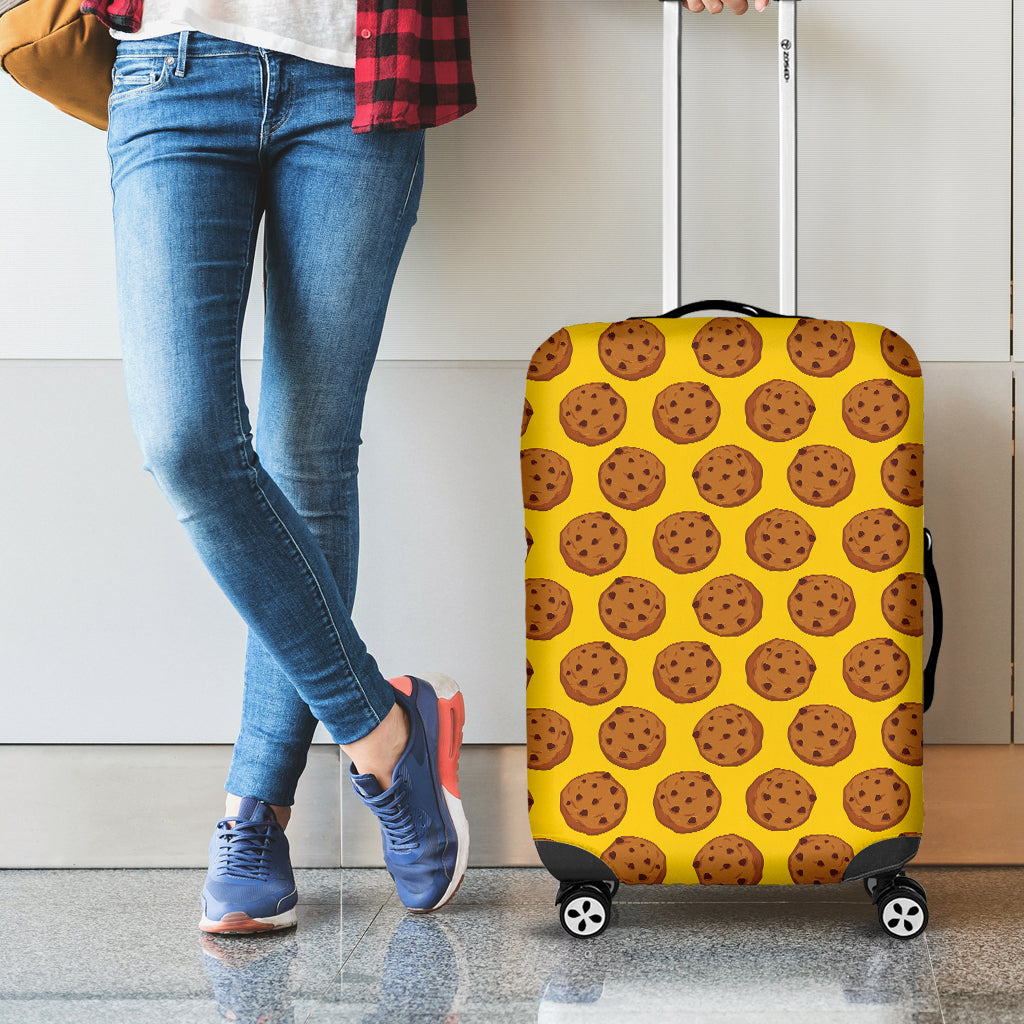 Yellow Cookie Pattern Print Luggage Cover