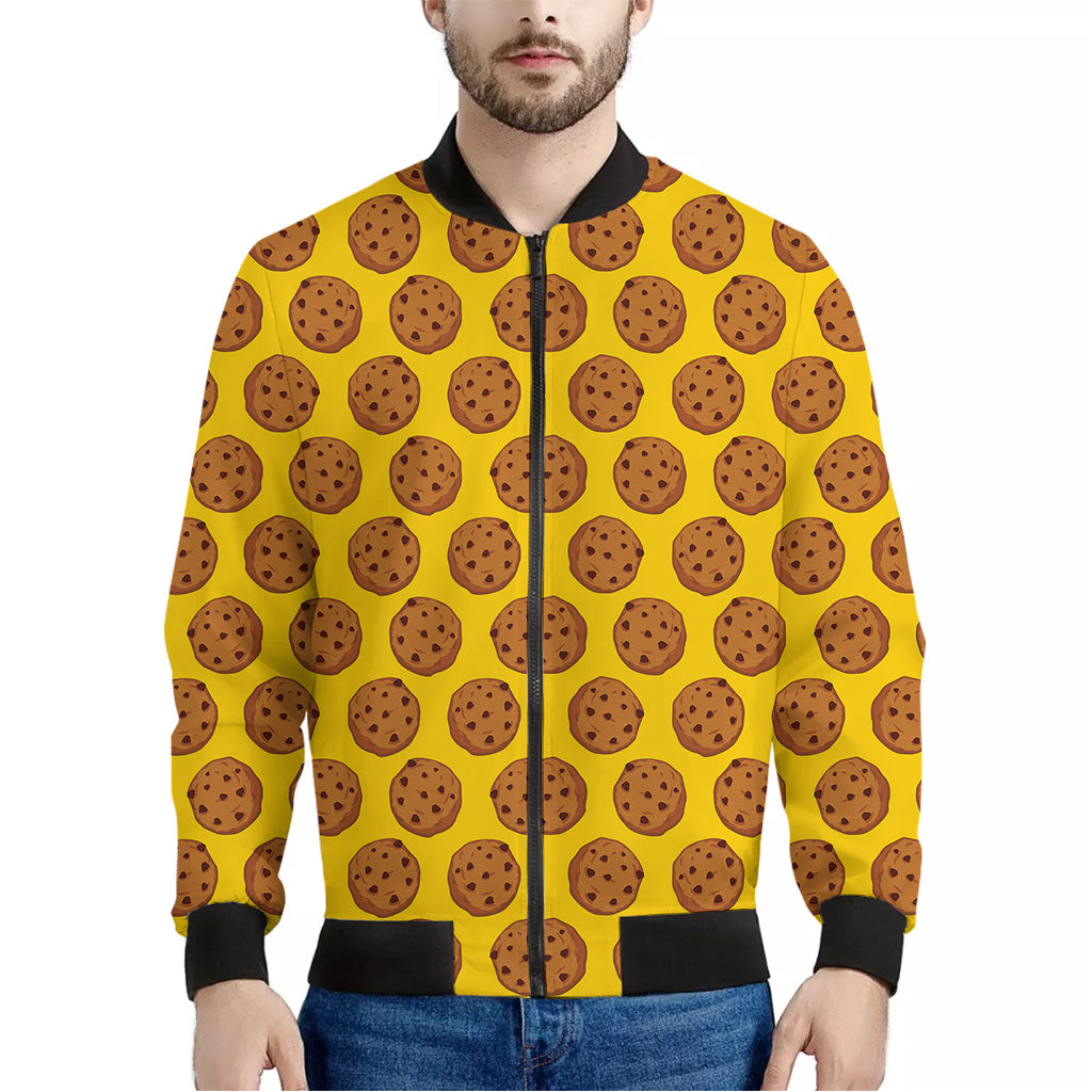 Yellow Cookie Pattern Print Men's Bomber Jacket