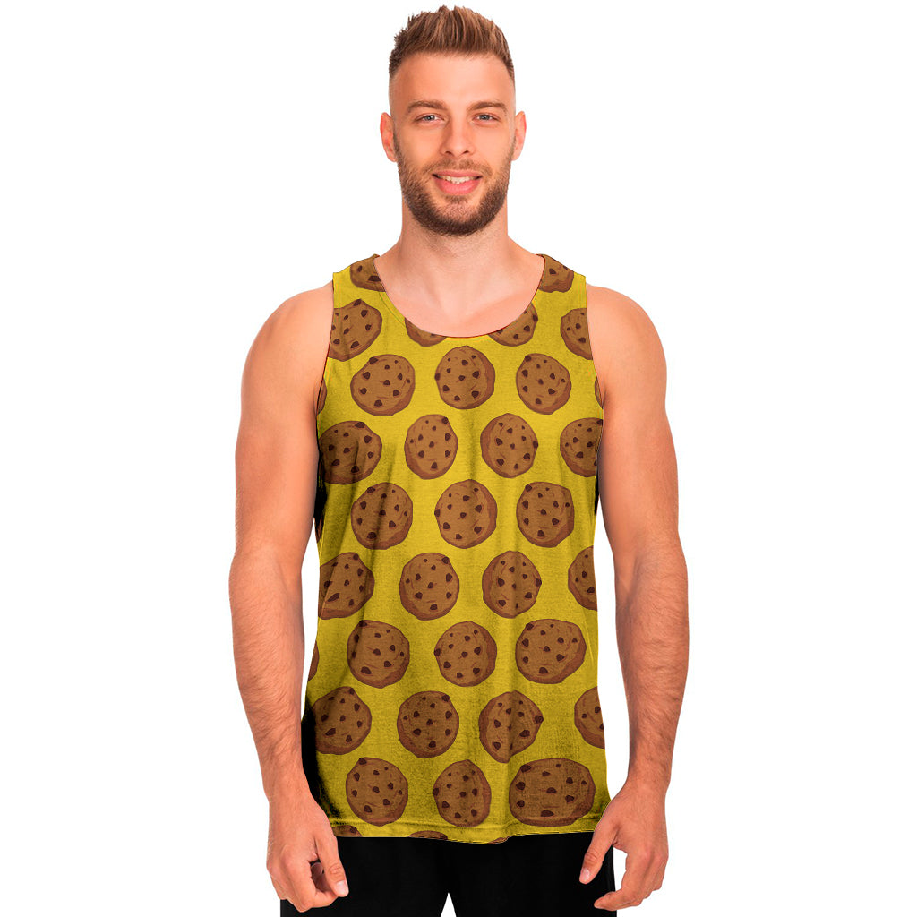 Yellow Cookie Pattern Print Men's Tank Top