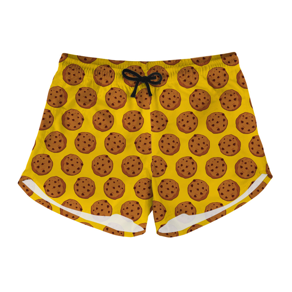 Yellow Cookie Pattern Print Women's Shorts