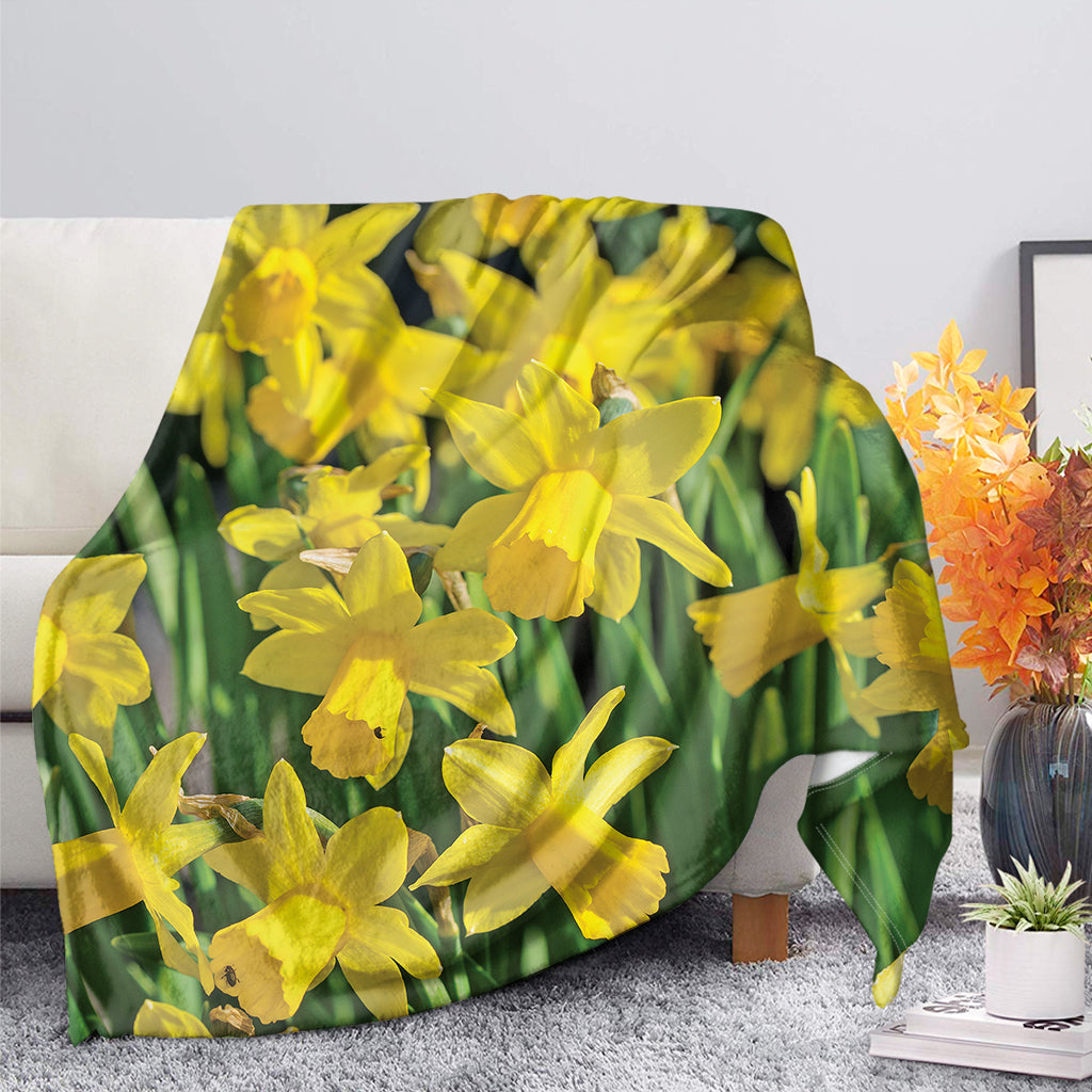 Yellow Daffodil Flower Print Blanket