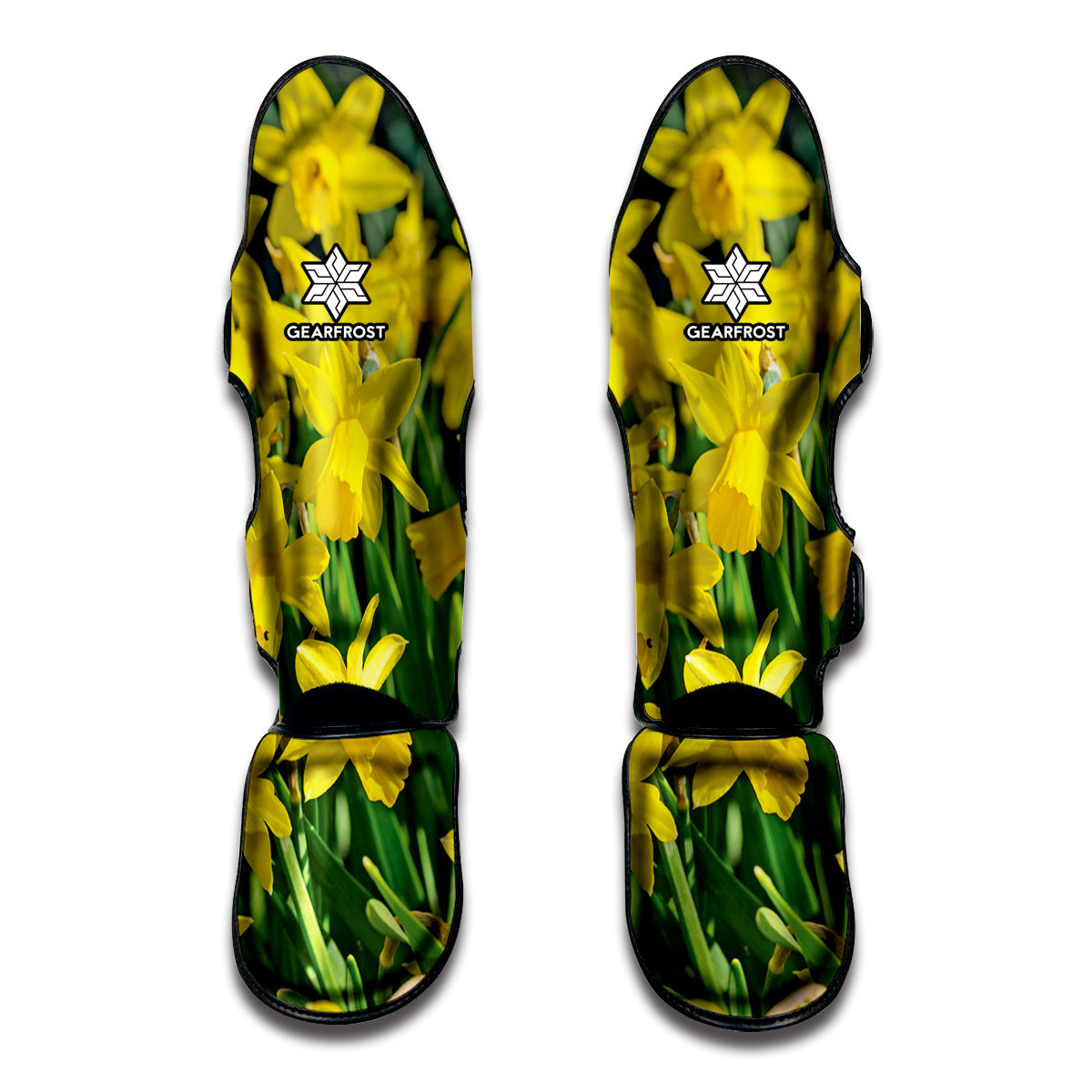 Yellow Daffodil Flower Print Muay Thai Shin Guards