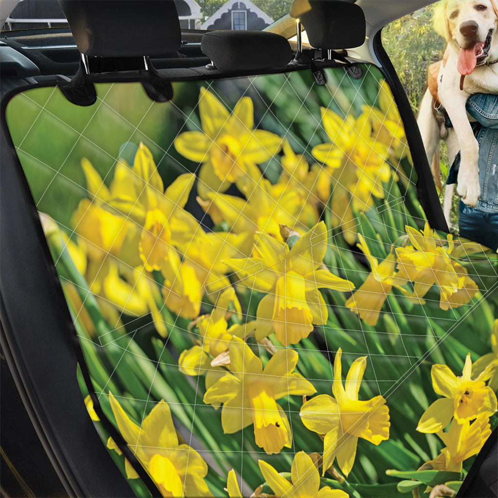 Yellow Daffodil Flower Print Pet Car Back Seat Cover