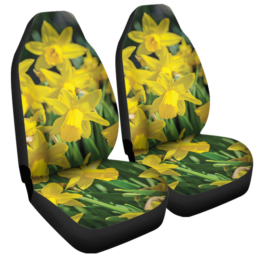 Yellow Daffodil Flower Print Universal Fit Car Seat Covers