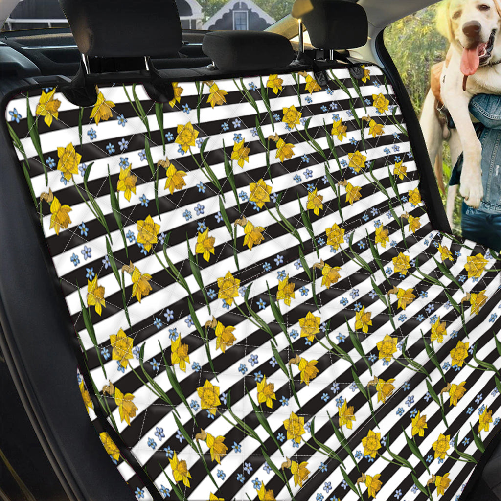 Yellow Daffodil Striped Pattern Print Pet Car Back Seat Cover