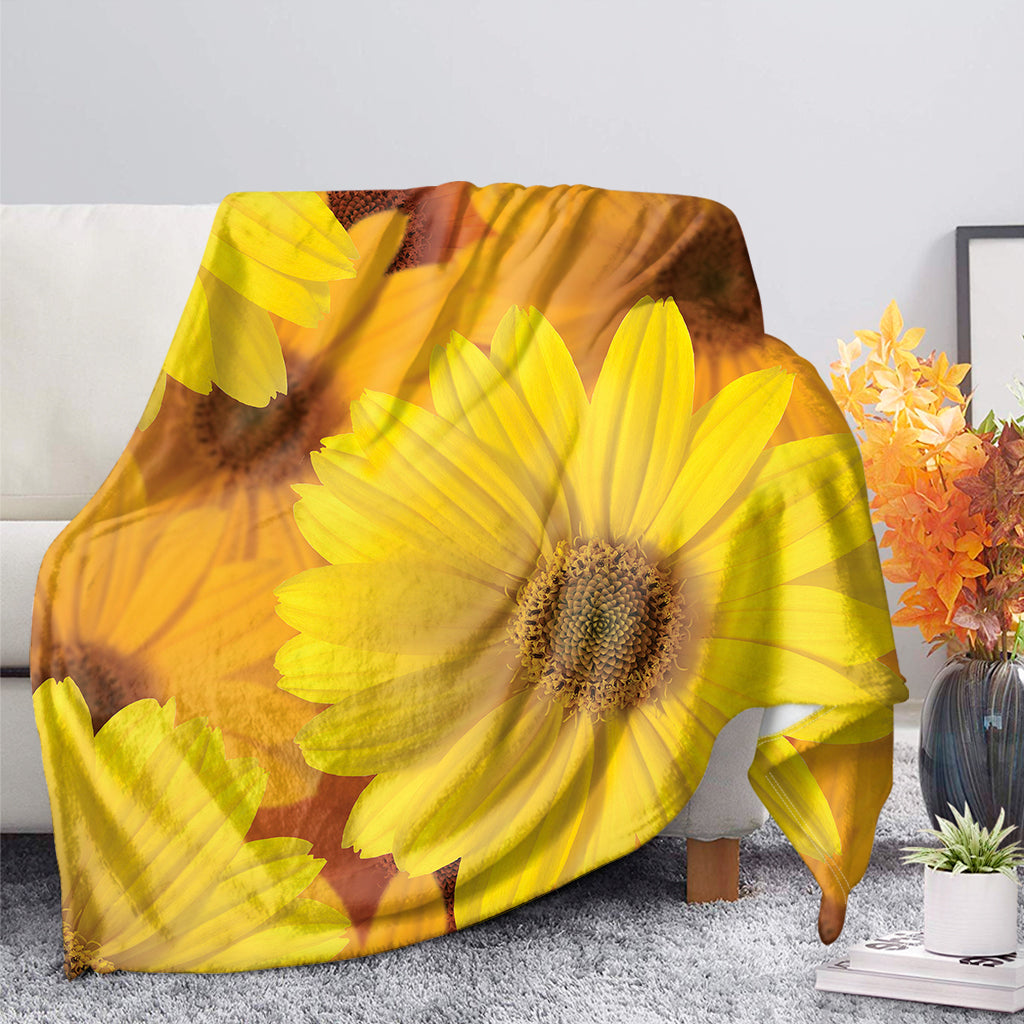 Yellow Daisy Flower Print Blanket