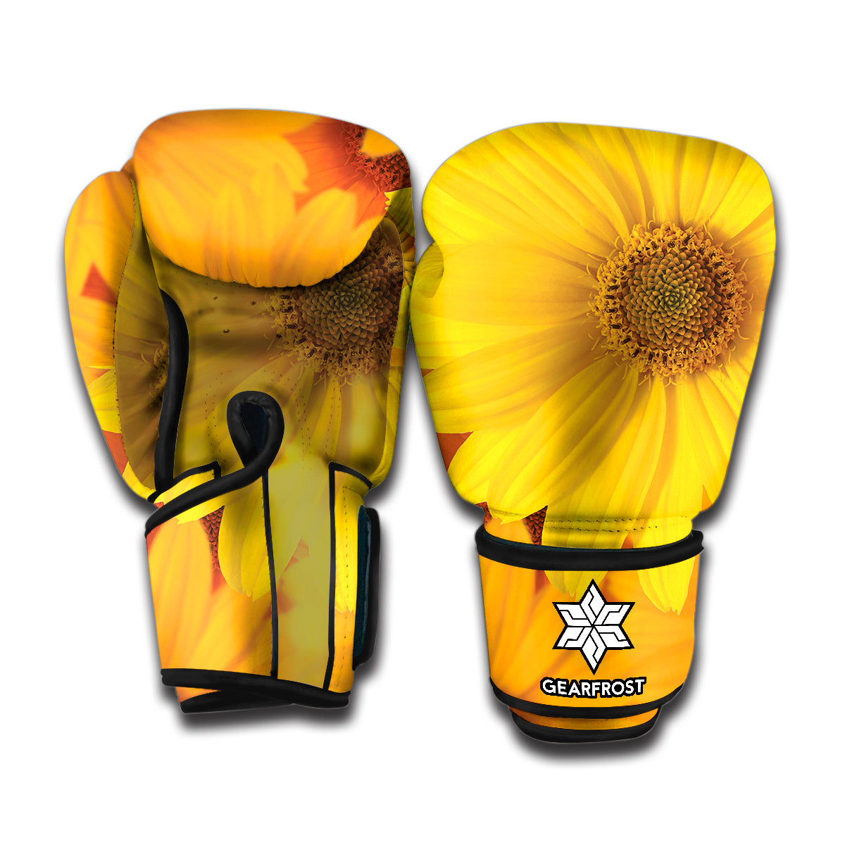 Yellow Daisy Flower Print Boxing Gloves