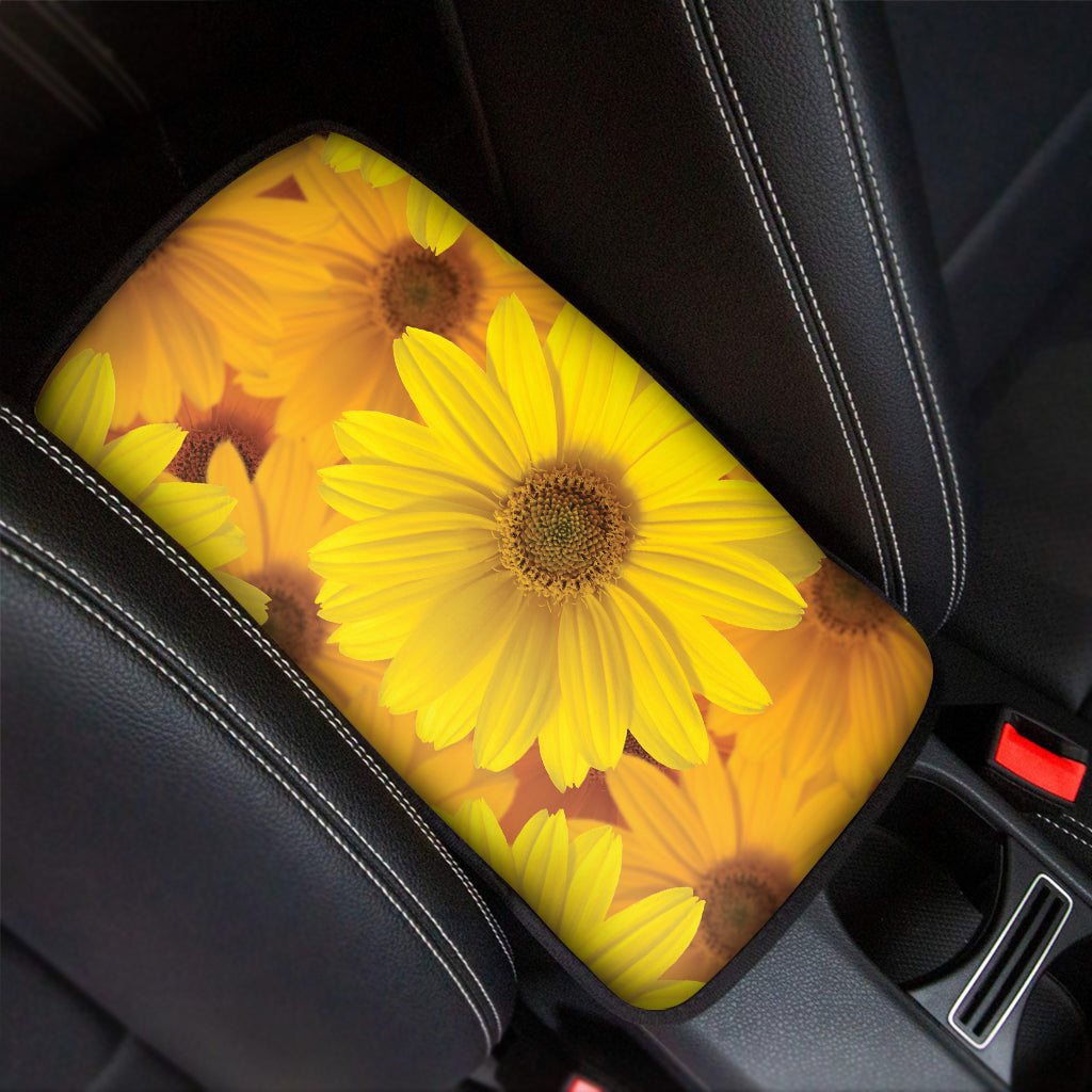 Yellow Daisy Flower Print Car Center Console Cover