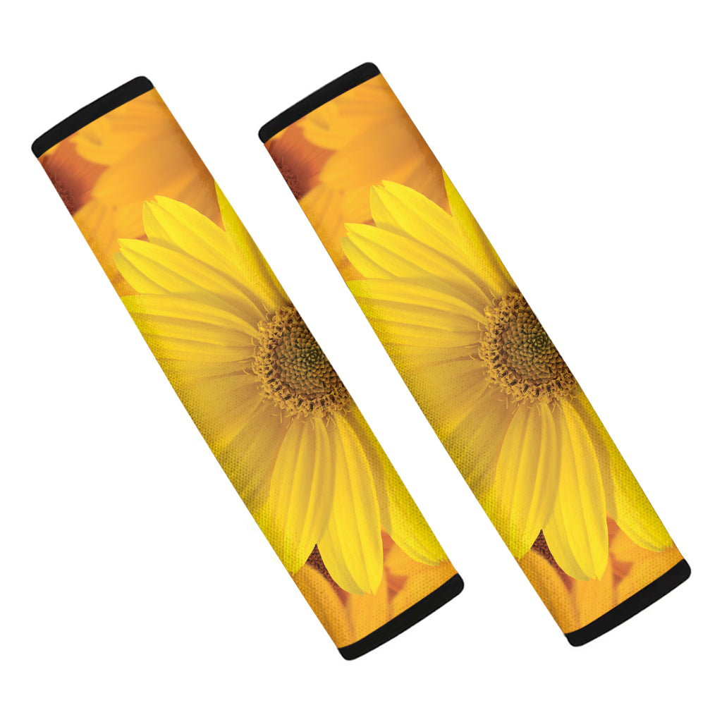 Yellow Daisy Flower Print Car Seat Belt Covers