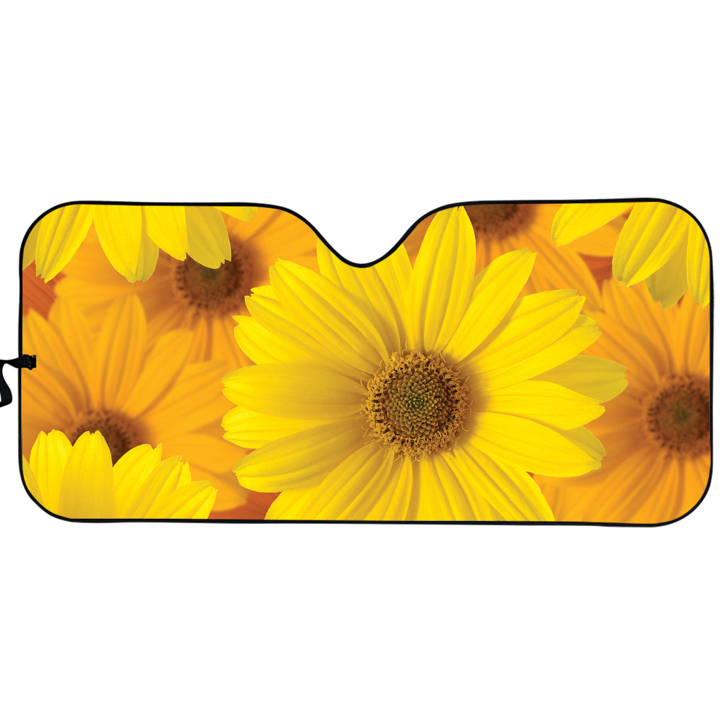 Yellow Daisy Flower Print Car Sun Shade