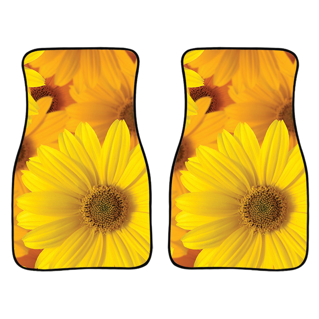 Yellow Daisy Flower Print Front Car Floor Mats