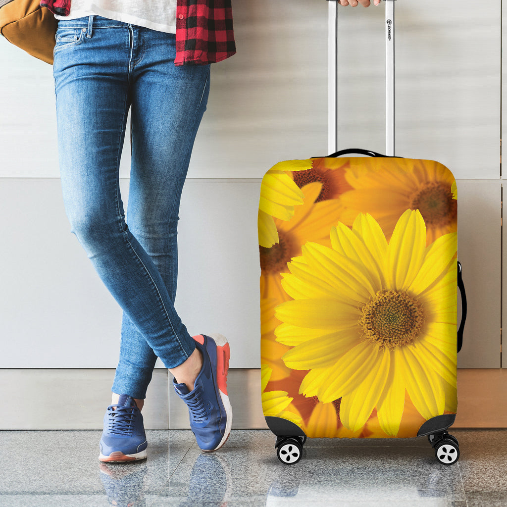 Yellow Daisy Flower Print Luggage Cover