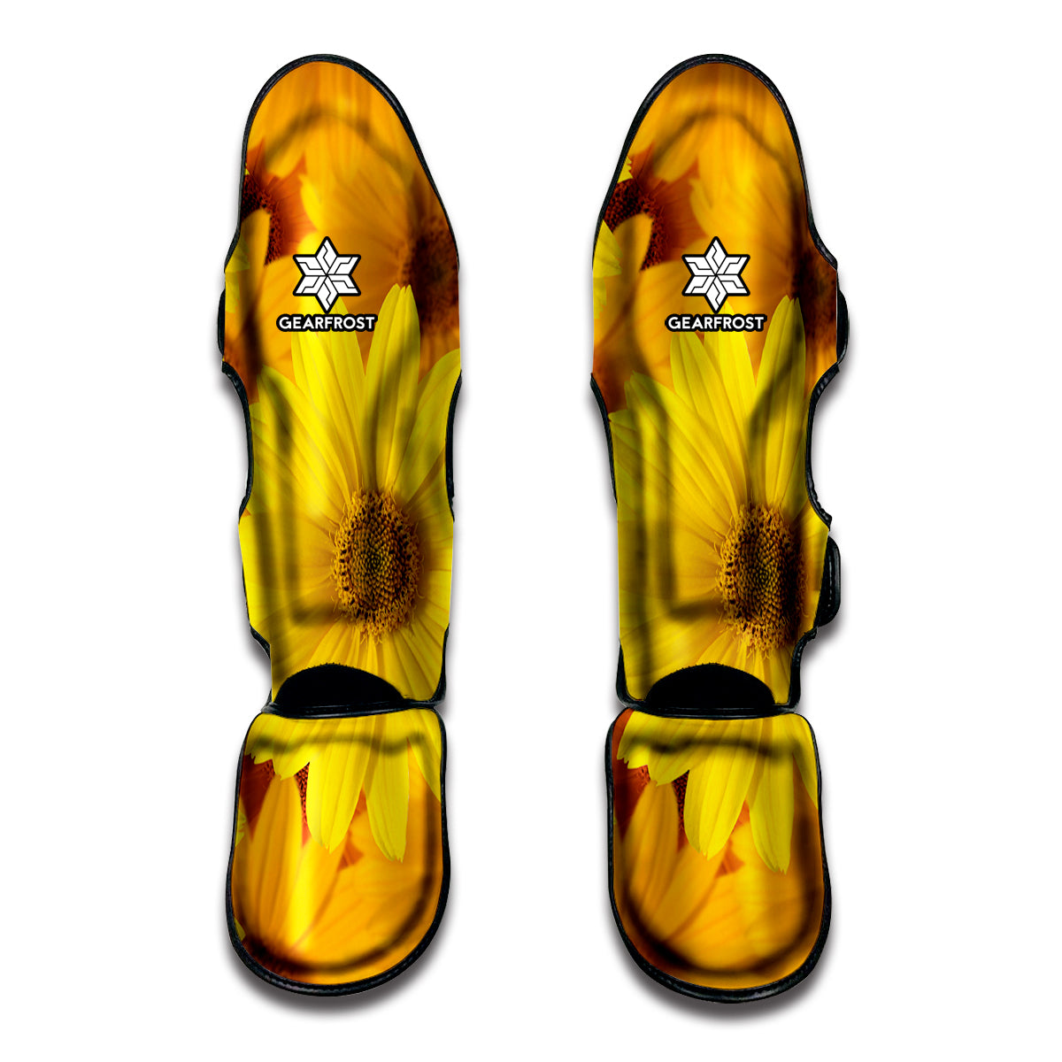 Yellow Daisy Flower Print Muay Thai Shin Guards