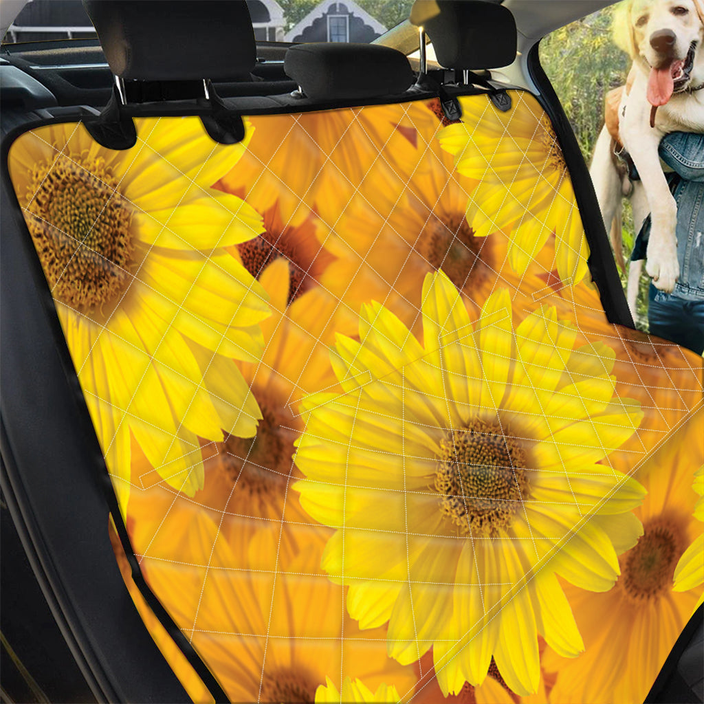 Yellow Daisy Flower Print Pet Car Back Seat Cover