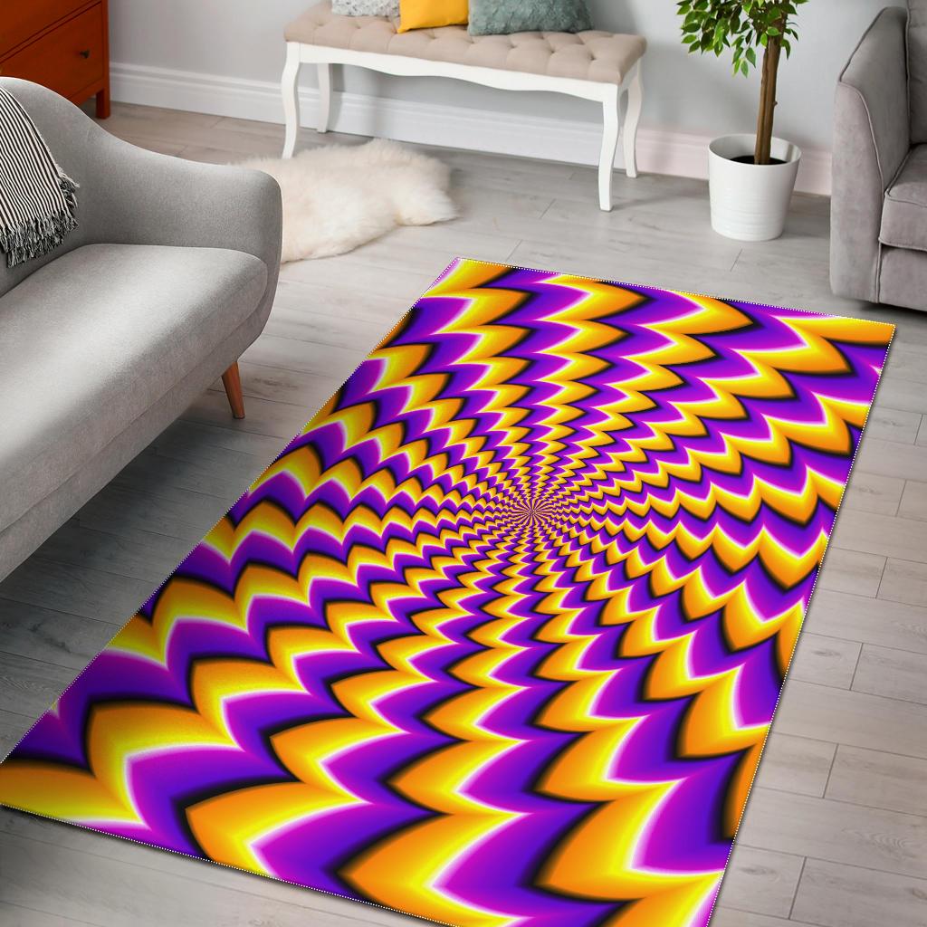 Yellow Dizzy Moving Optical Illusion Area Rug