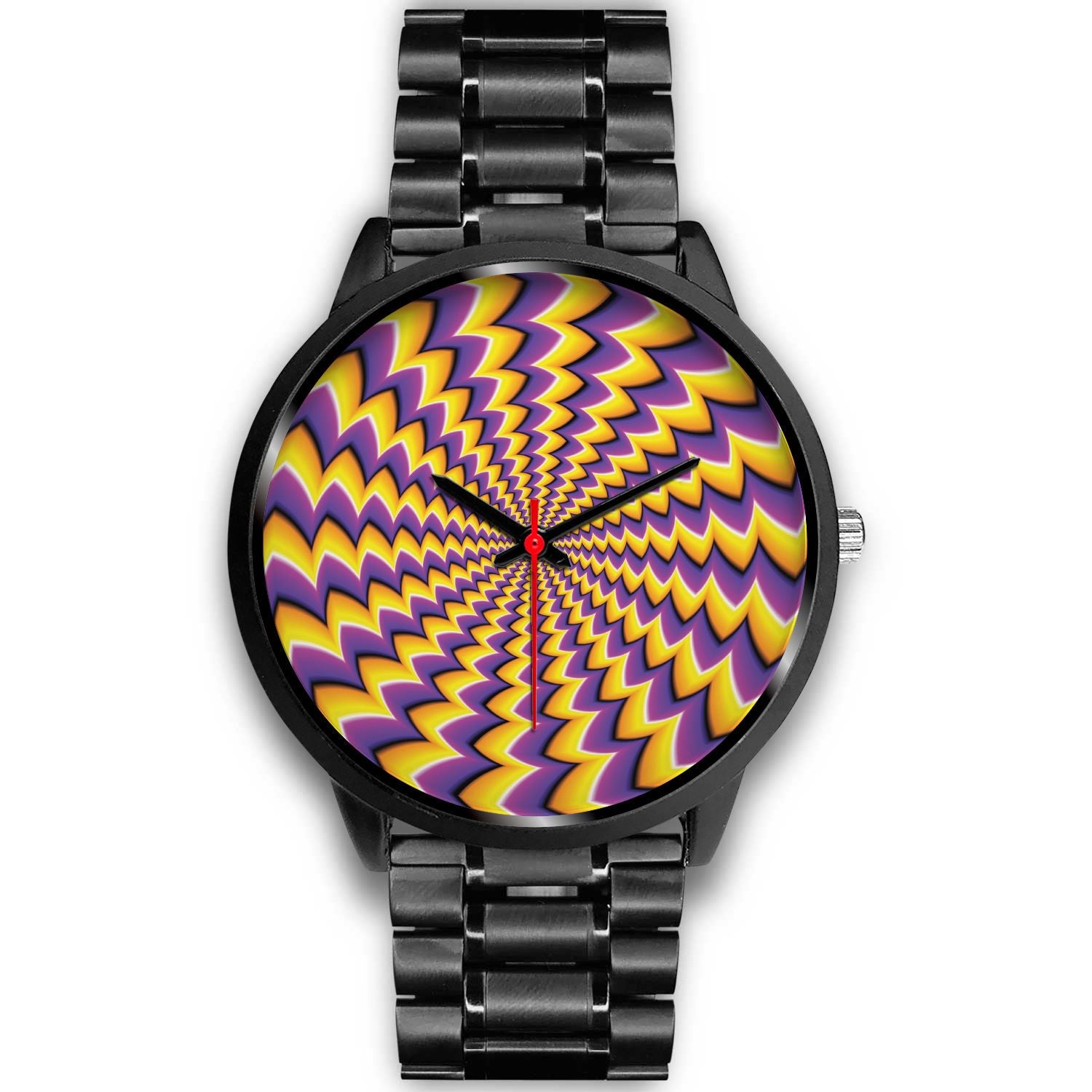 Yellow Dizzy Moving Optical Illusion Black Watch