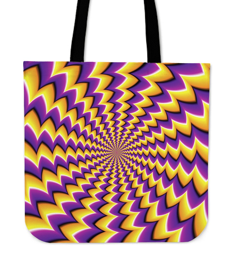 Yellow Dizzy Moving Optical Illusion Canvas Tote Bag