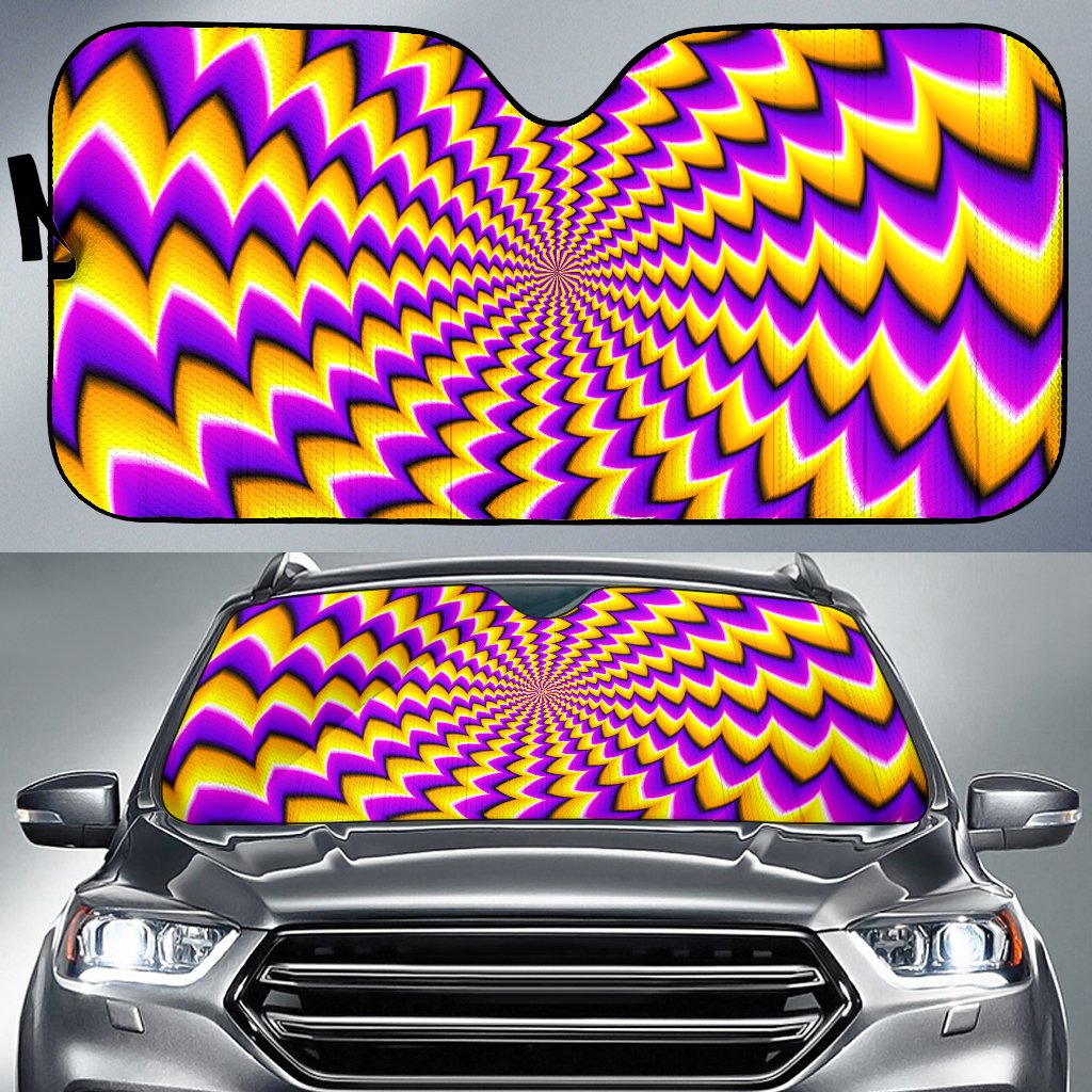 Yellow Dizzy Moving Optical Illusion Car Sun Shade