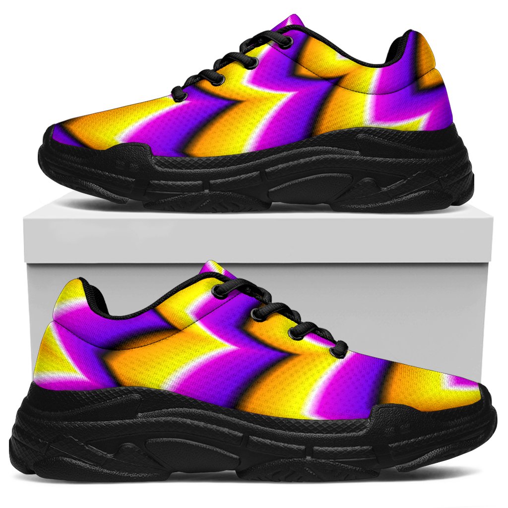 Yellow Dizzy Moving Optical Illusion Chunky Sneakers