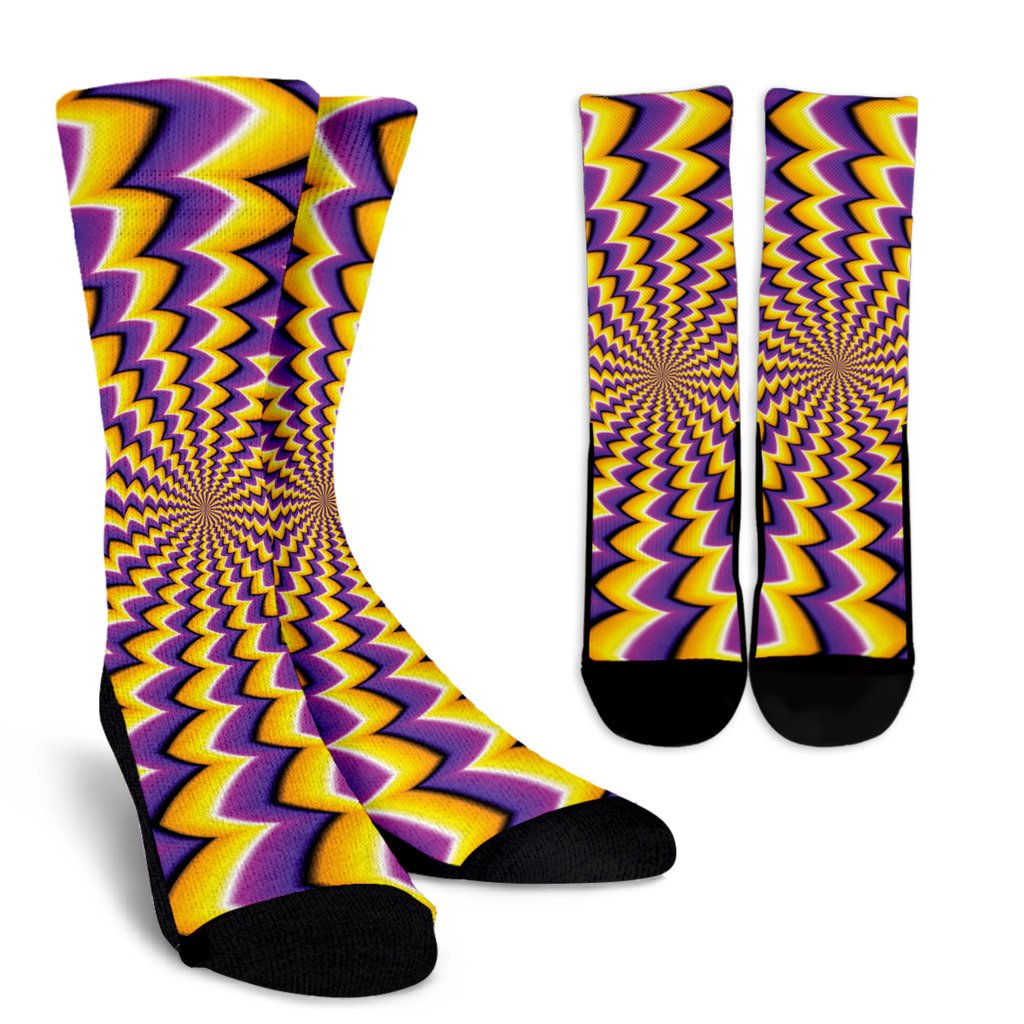 Yellow Dizzy Moving Optical Illusion Crew Socks