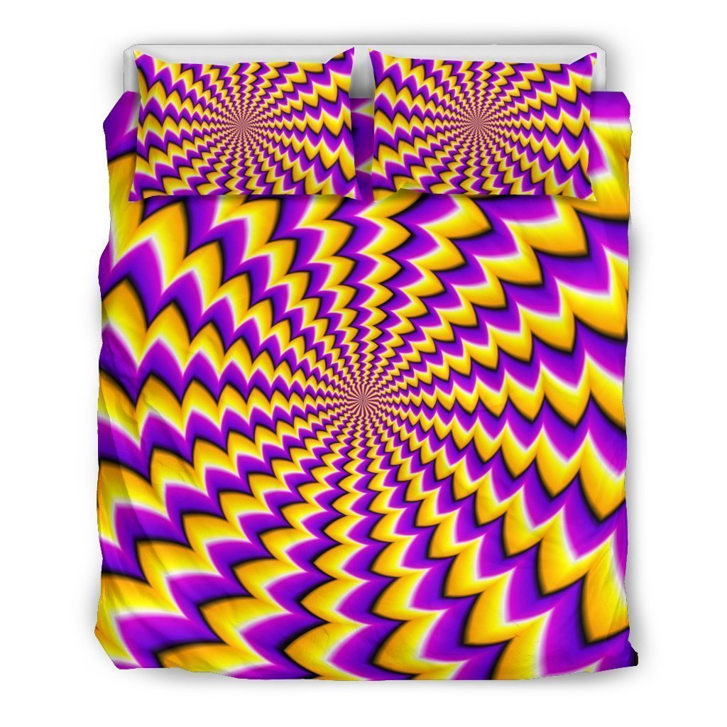 Yellow Dizzy Moving Optical Illusion Duvet Cover Bedding Set