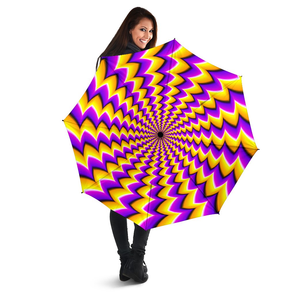 Yellow Dizzy Moving Optical Illusion Foldable Umbrella