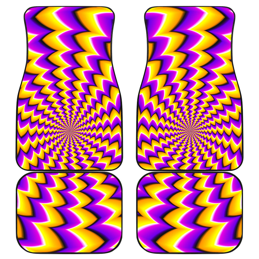 Yellow Dizzy Moving Optical Illusion Front and Back Car Floor Mats