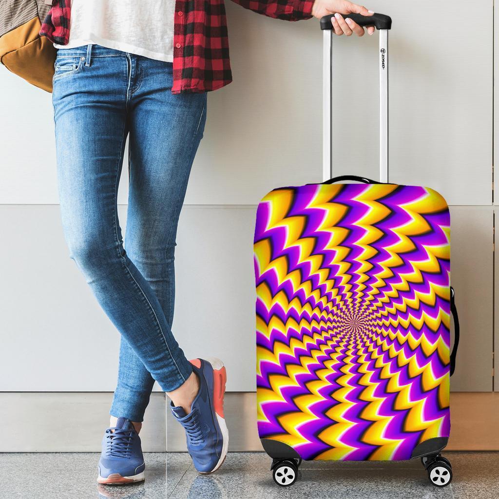 Yellow Dizzy Moving Optical Illusion Luggage Cover