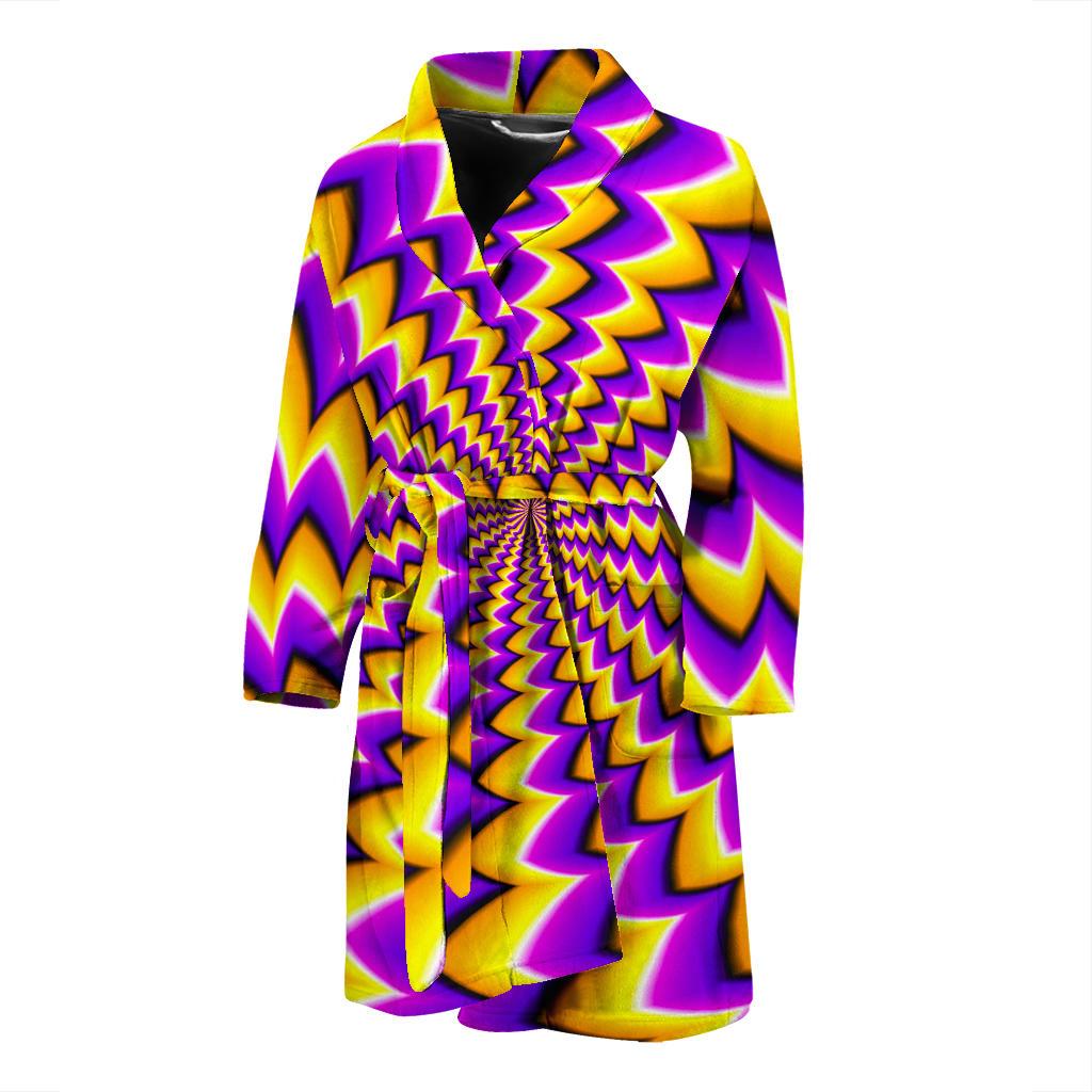 Yellow Dizzy Moving Optical Illusion Men's Bathrobe