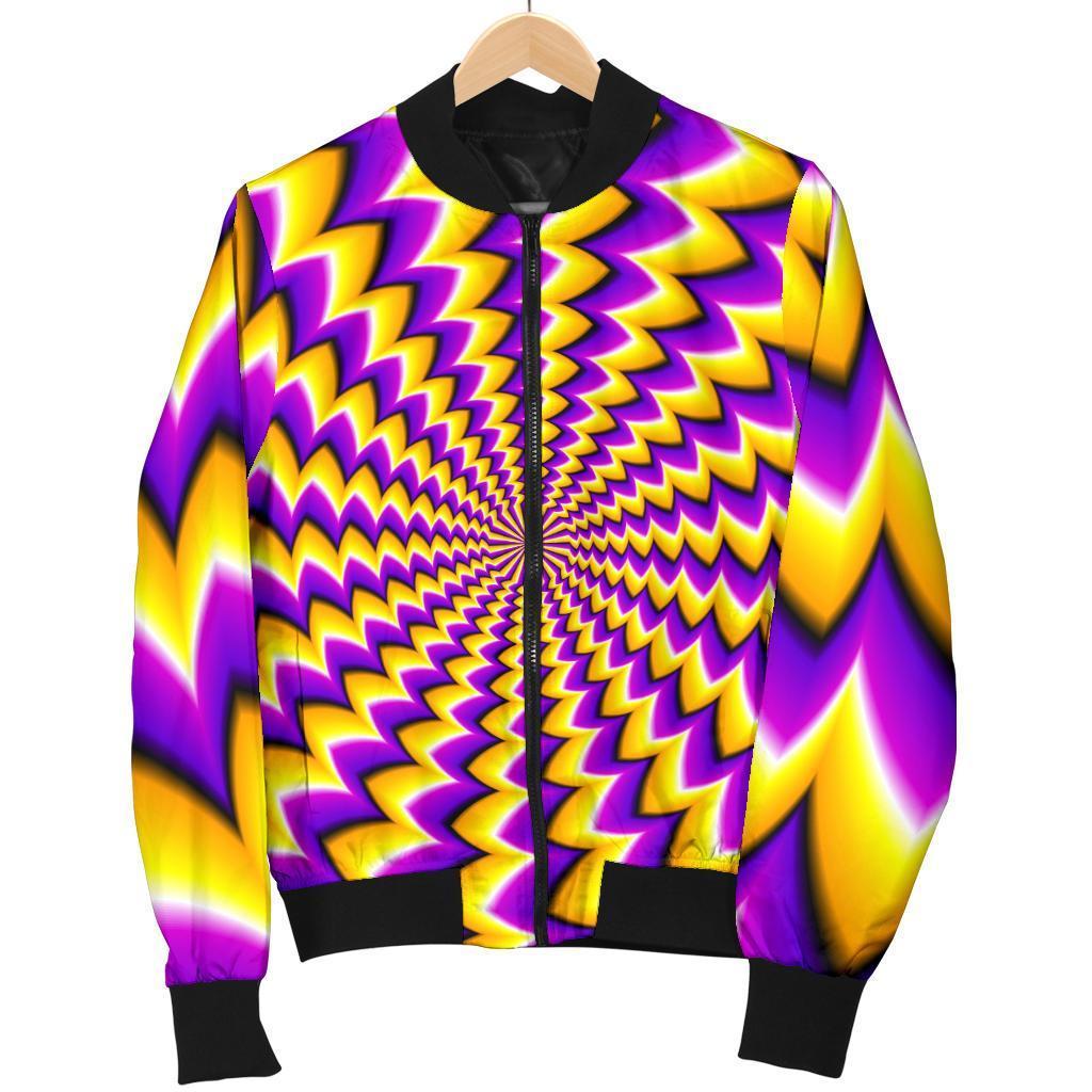 Yellow Dizzy Moving Optical Illusion Men's Bomber Jacket