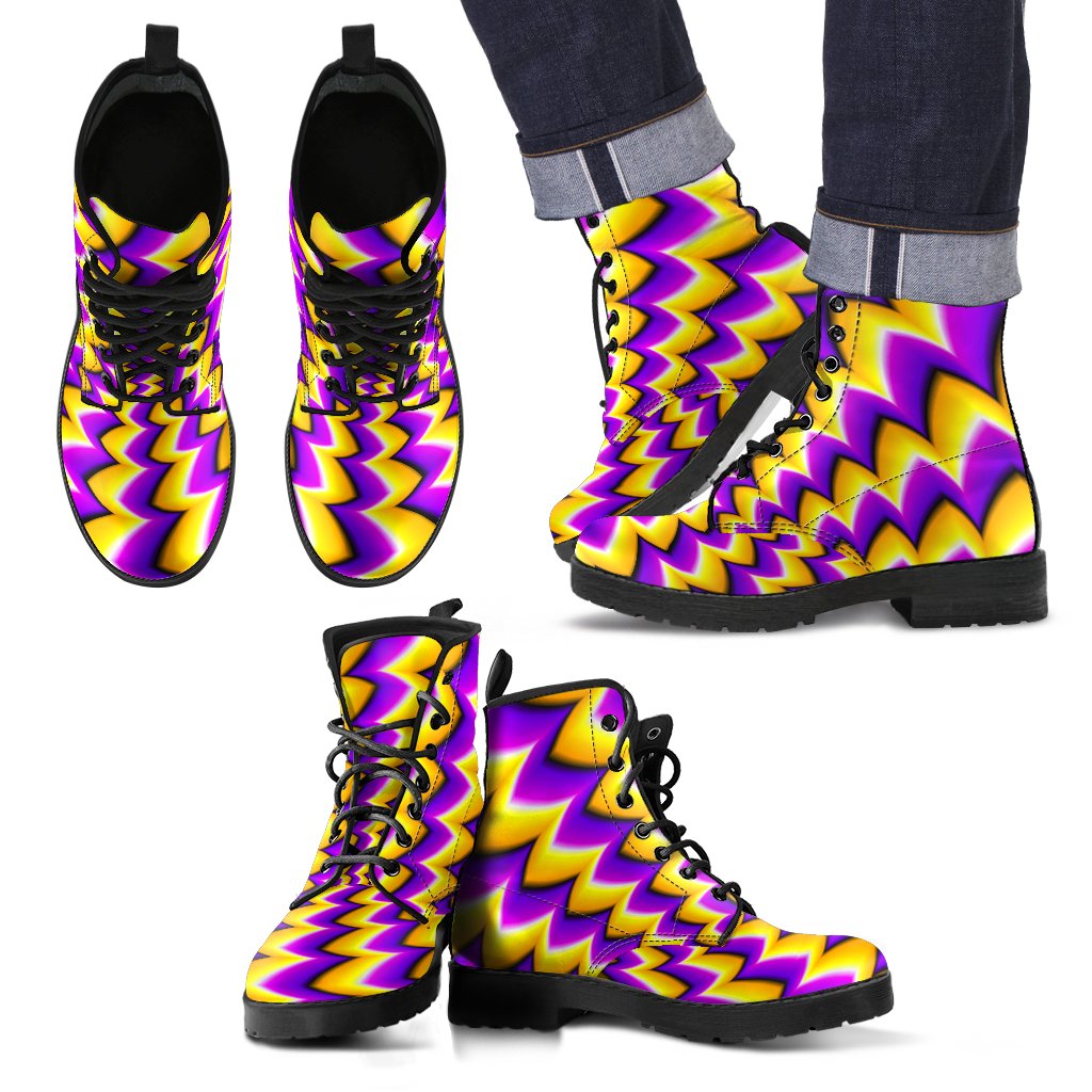 Yellow Dizzy Moving Optical Illusion Men's Boots