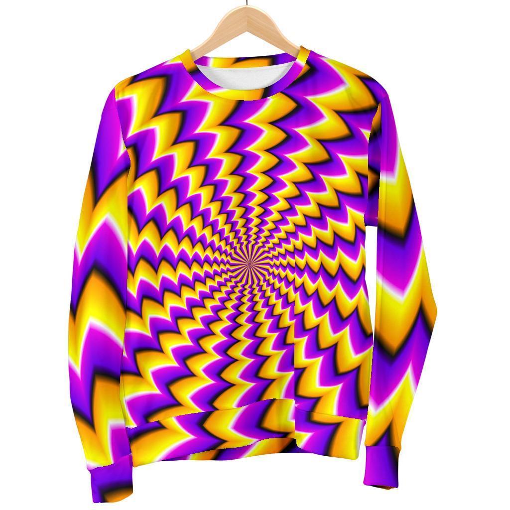 Yellow Dizzy Moving Optical Illusion Men's Crewneck Sweatshirt