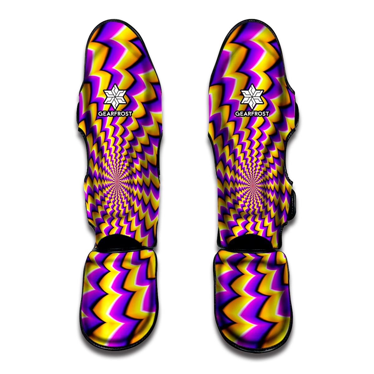 Yellow Dizzy Moving Optical Illusion Muay Thai Shin Guards