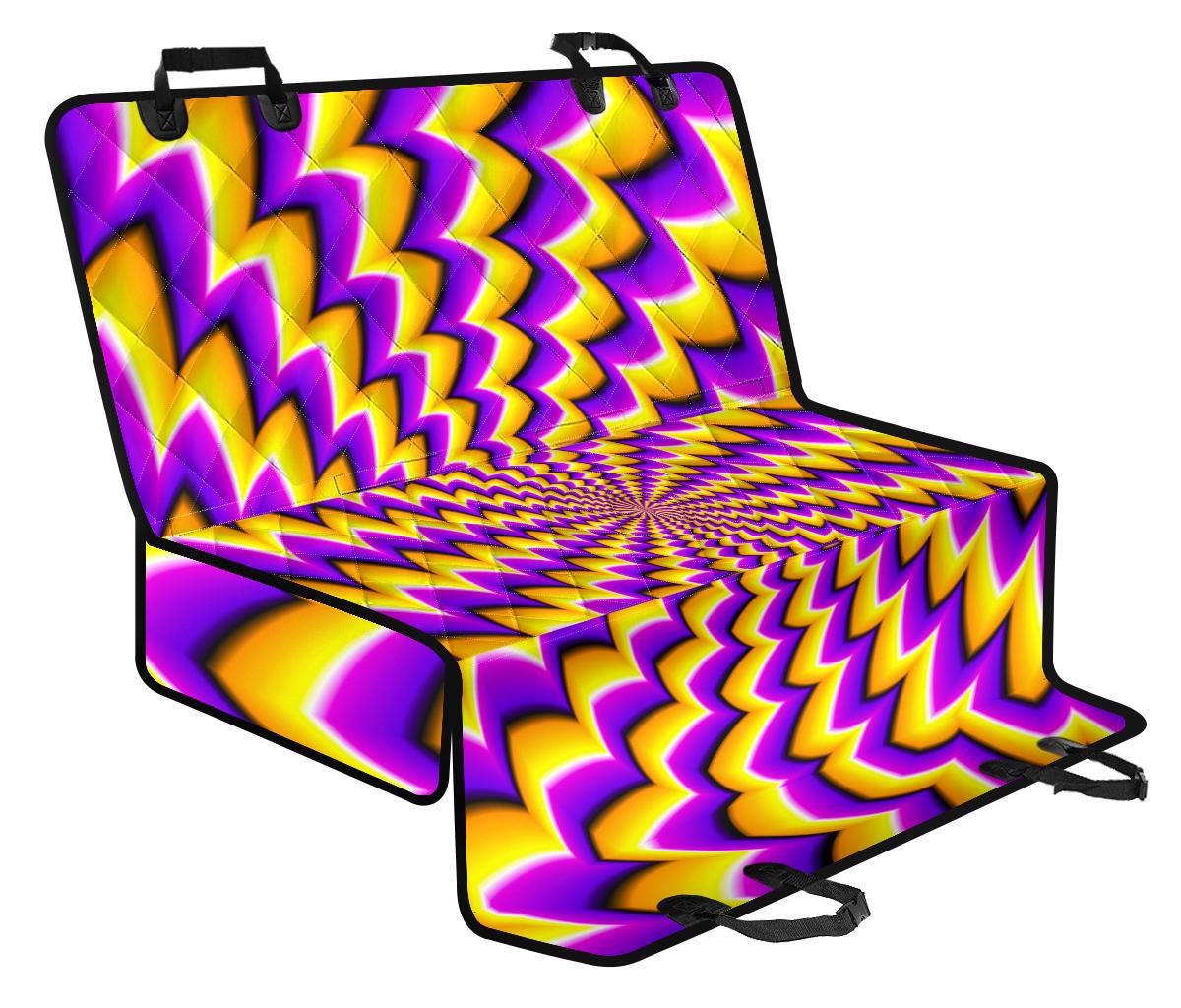 Yellow Dizzy Moving Optical Illusion Pet Car Back Seat Cover