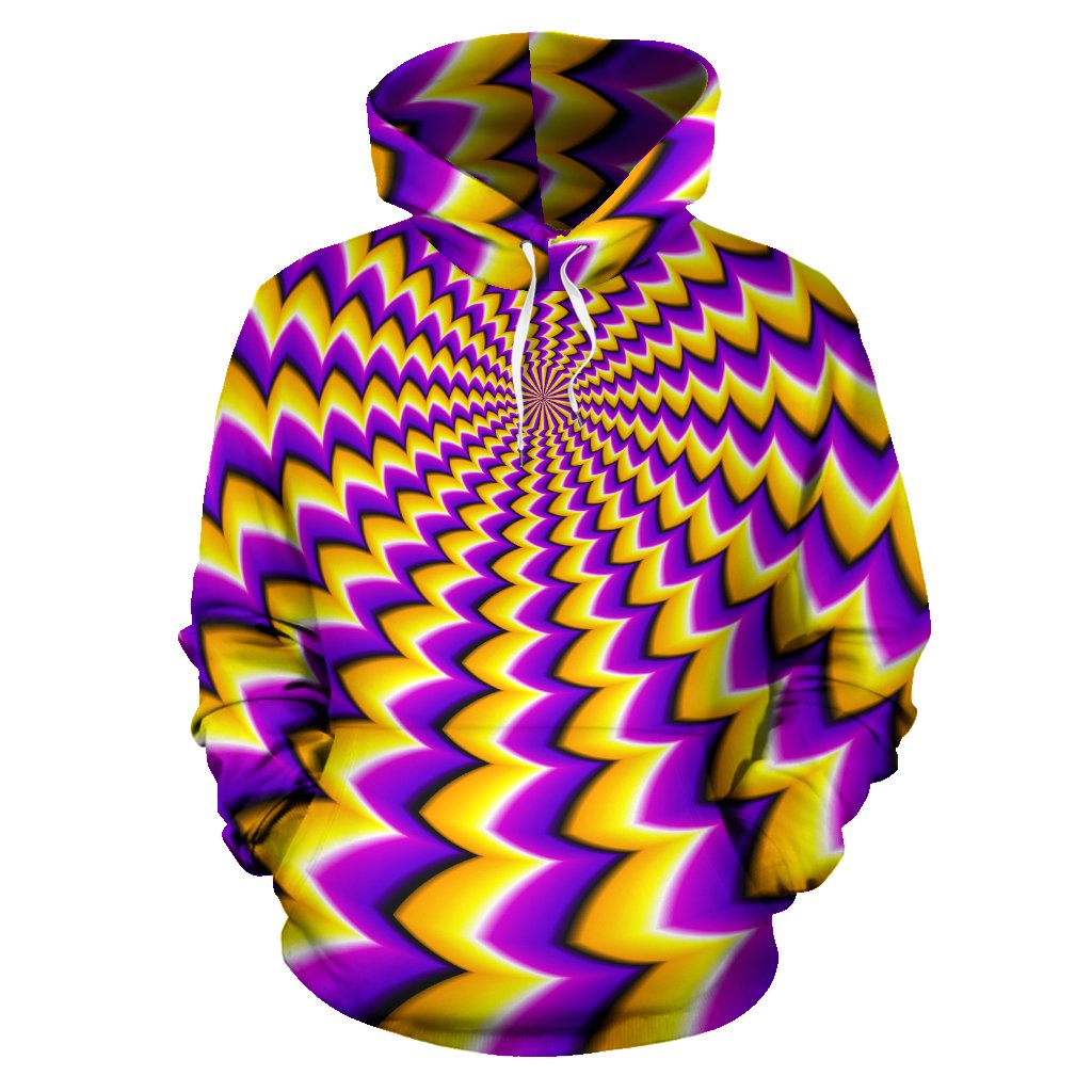 Yellow Dizzy Moving Optical Illusion Pullover Hoodie