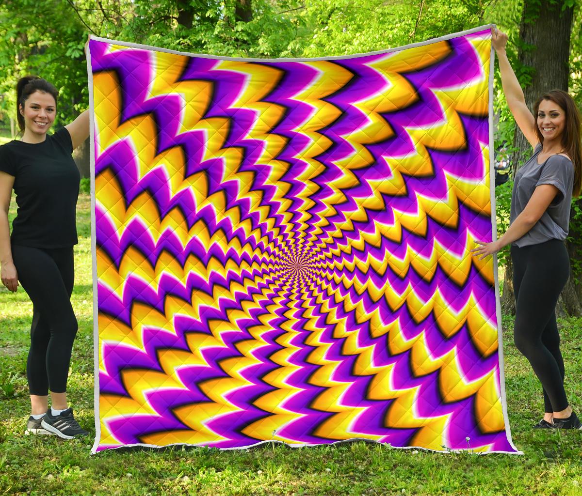 Yellow Dizzy Moving Optical Illusion Quilt