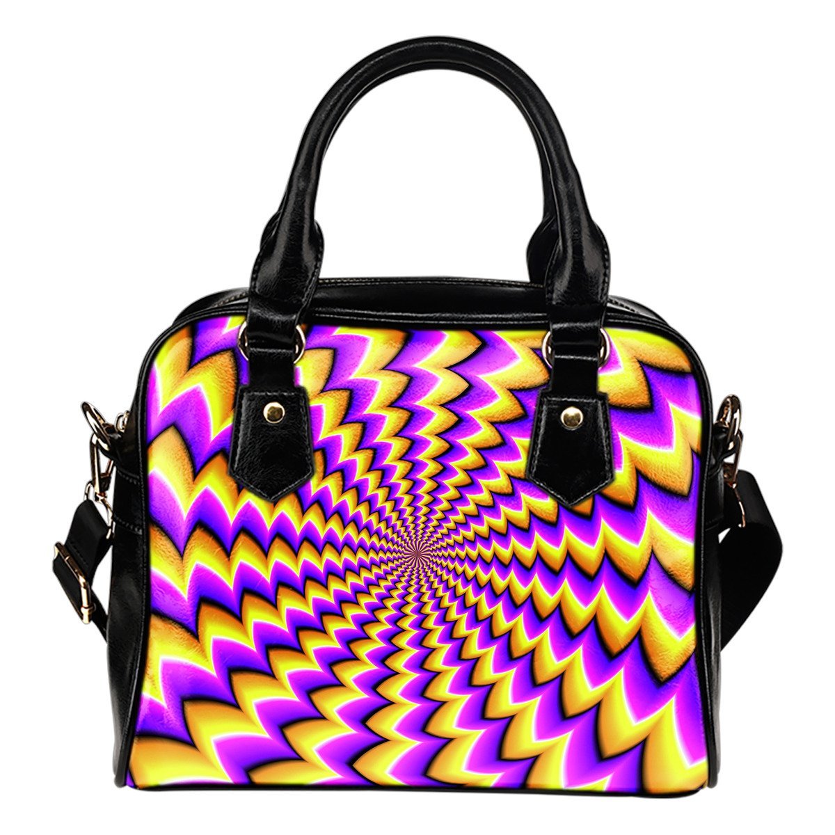 Yellow Dizzy Moving Optical Illusion Shoulder Handbag