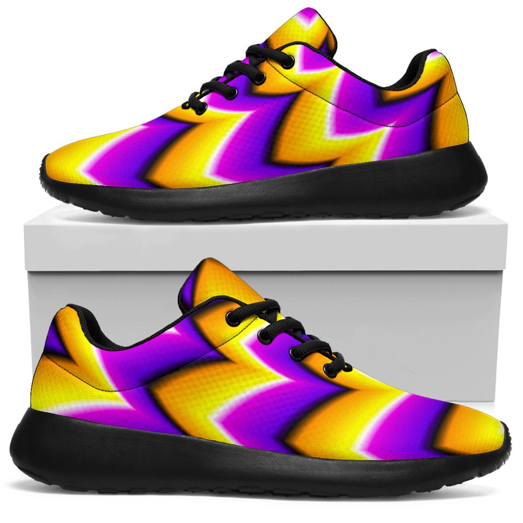 Yellow Dizzy Moving Optical Illusion Sport Sneakers