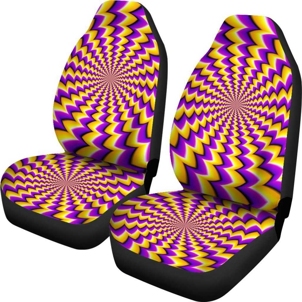 Yellow Dizzy Moving Optical Illusion Universal Fit Car Seat Covers