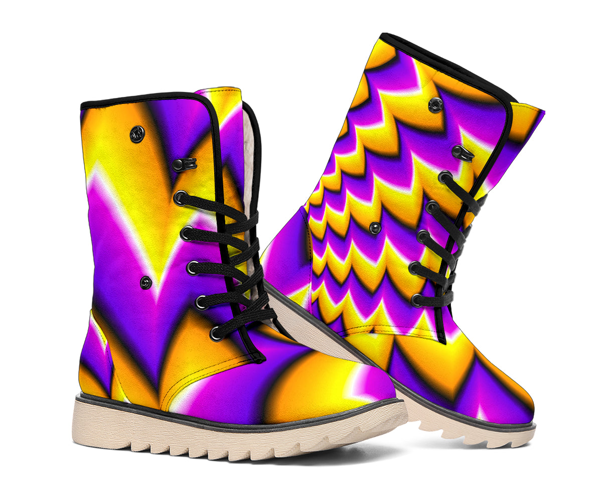 Yellow Dizzy Moving Optical Illusion Winter Boots