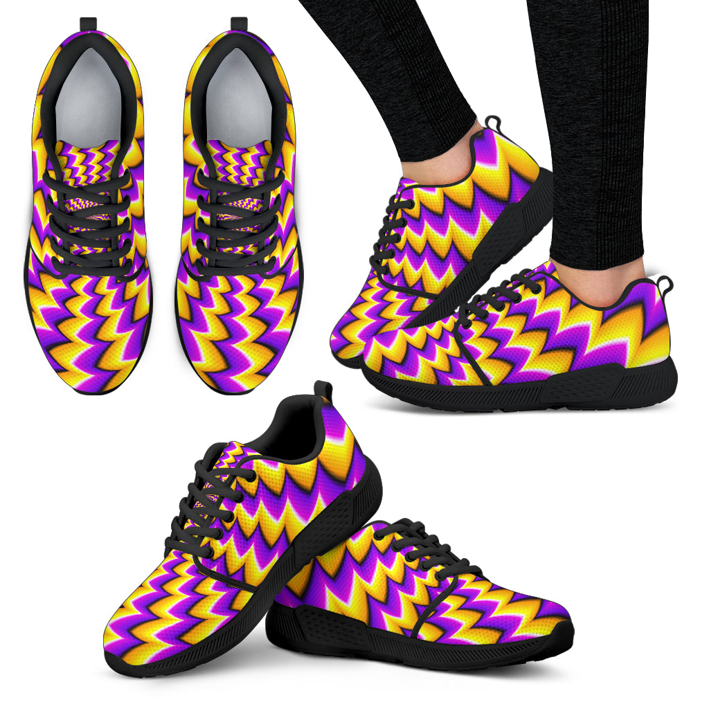 Yellow Dizzy Moving Optical Illusion Women's Athletic Shoes